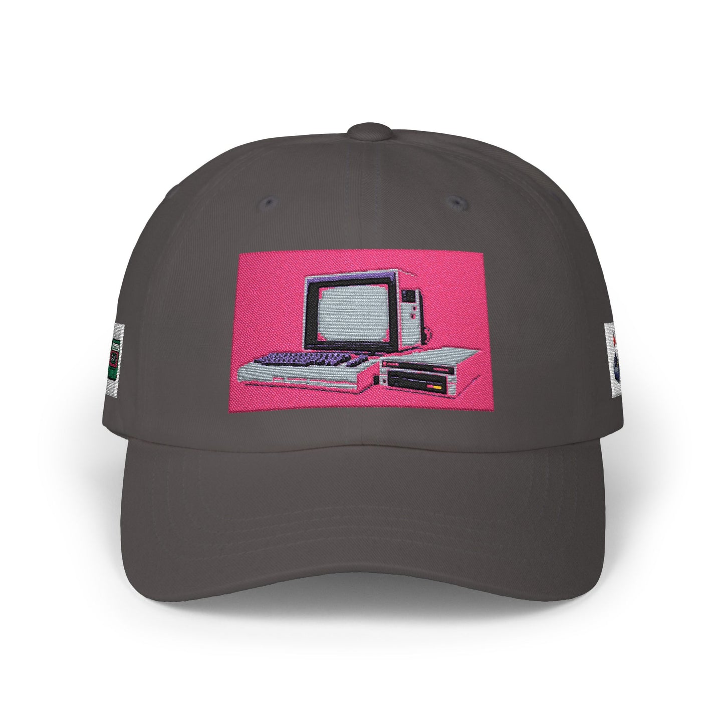 Game Controller Themed Computer Cap with Retro Red Winged Snake Logo - Vintage Athletic Baseball Hat