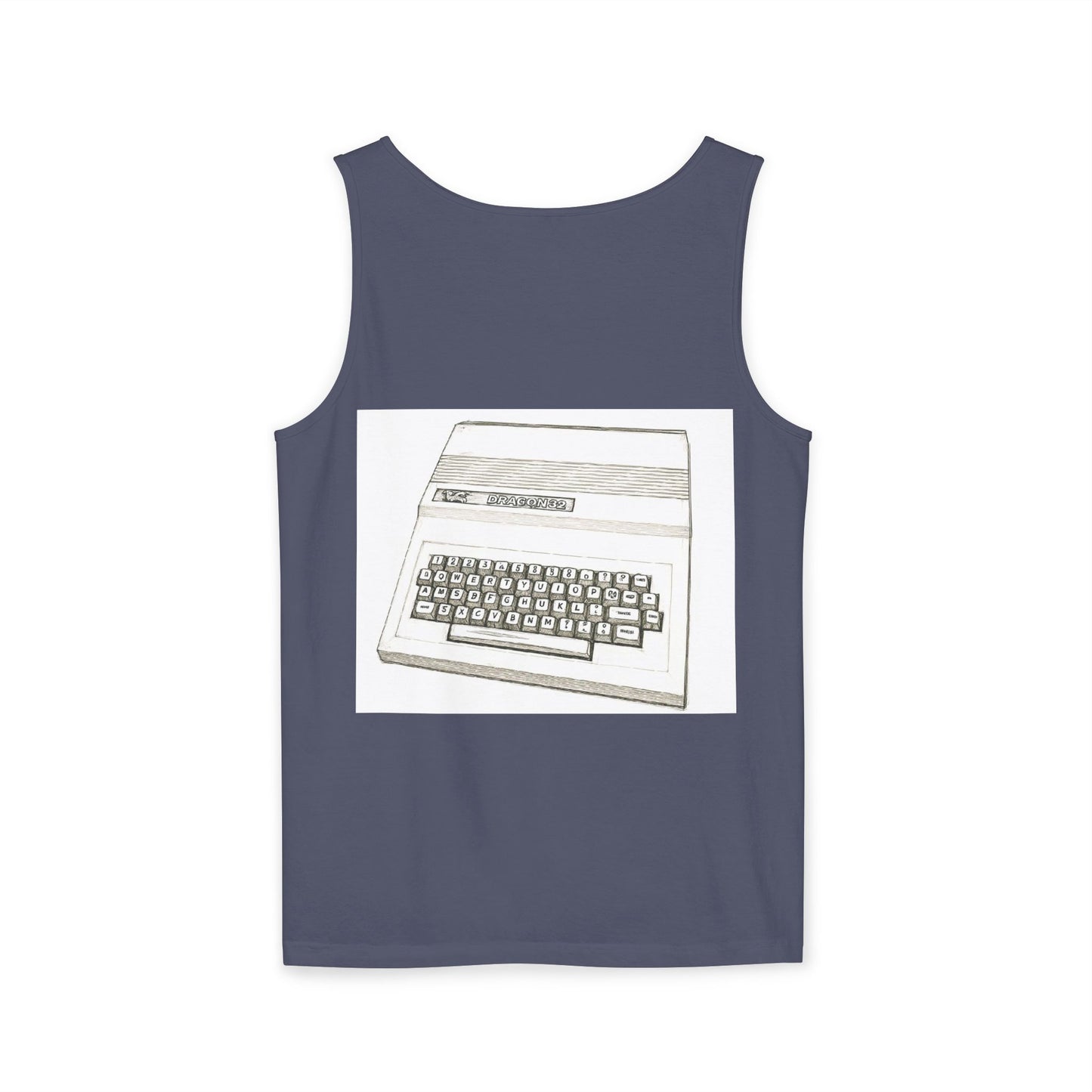 Classic 8 bit home computer inspired Tank Top | Monochrome Art | Unisex Retro Graphic Tee for Tech Lovers, Summer Fashion, Gift for Nerds, Festival Wear, 80s Style