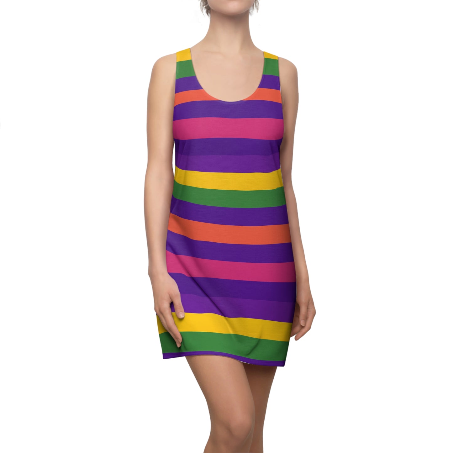 Six Color Stripe Women's Racerback Dress, Tech Lover Dress, Fun Party Dress, Summer Vibes Dress, Festival Outfit, Unique Gift
