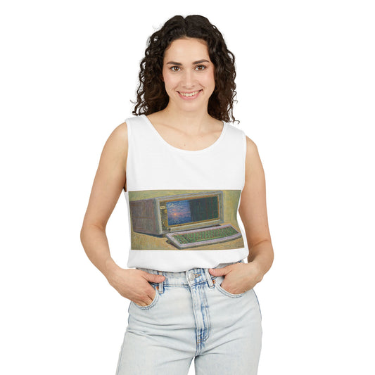Classic Luggable PC Inspired Tank Top | Unisex Retro Graphic Tee for Tech Lovers, Summer Fashion, Gift for Nerds, Festival Wear, 80s Style
