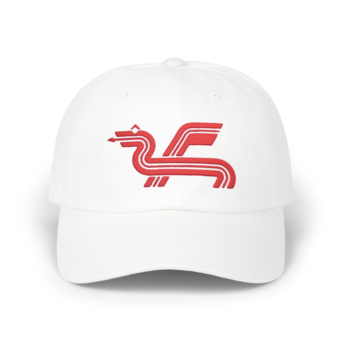 Dragon Computers Cap with Retro Red Winged Snake Logo - Vintage Athletic Baseball Hat