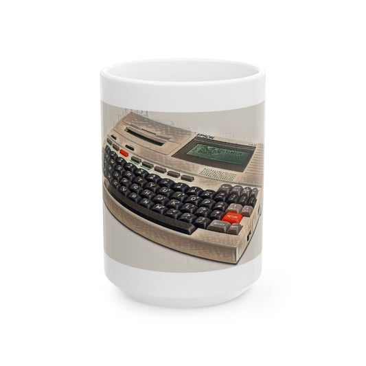 Vintage Computer Ceramic Mug | Classic Laptop Computer Print Art Color Design | Perfect for Tech Lovers