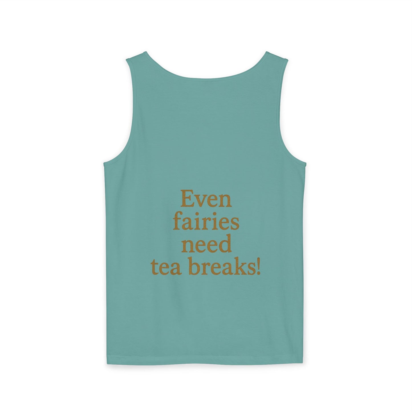 Even Fairies Need Tea Breaks! Tank Top | Harmsworth Art | Unisex Retro Graphic Tee for Tech Lovers, Summer Fashion, Gift for Nerds, Festival Wear, 80s Style