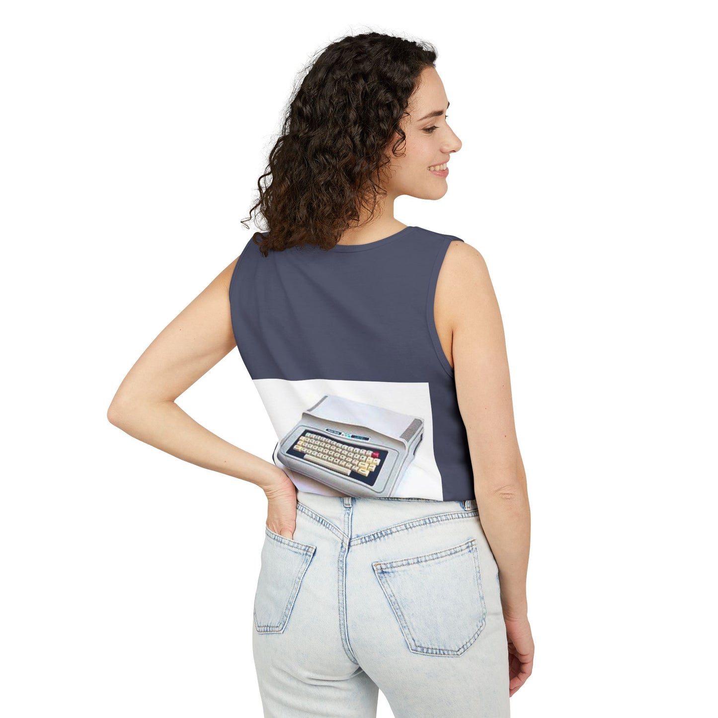TRS-80 CoCo Themed Tank Top | Monochrome Art | Unisex Retro Graphic Tee for Tech Lovers, Summer Fashion, Gift for Nerds, Festival Wear, 80s Style
