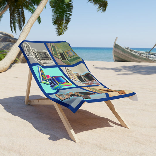 Retro Beach Towel - Vintage PC Design, Summer Poolside, Tech Lover Gift, Beach Ready, Picnic Essential