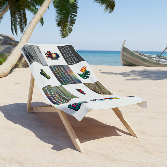 Retro Beach Towel - ZX Spectrum Collage Design, Summer Poolside, Tech Lover Gift, Beach Ready, Picnic Essential