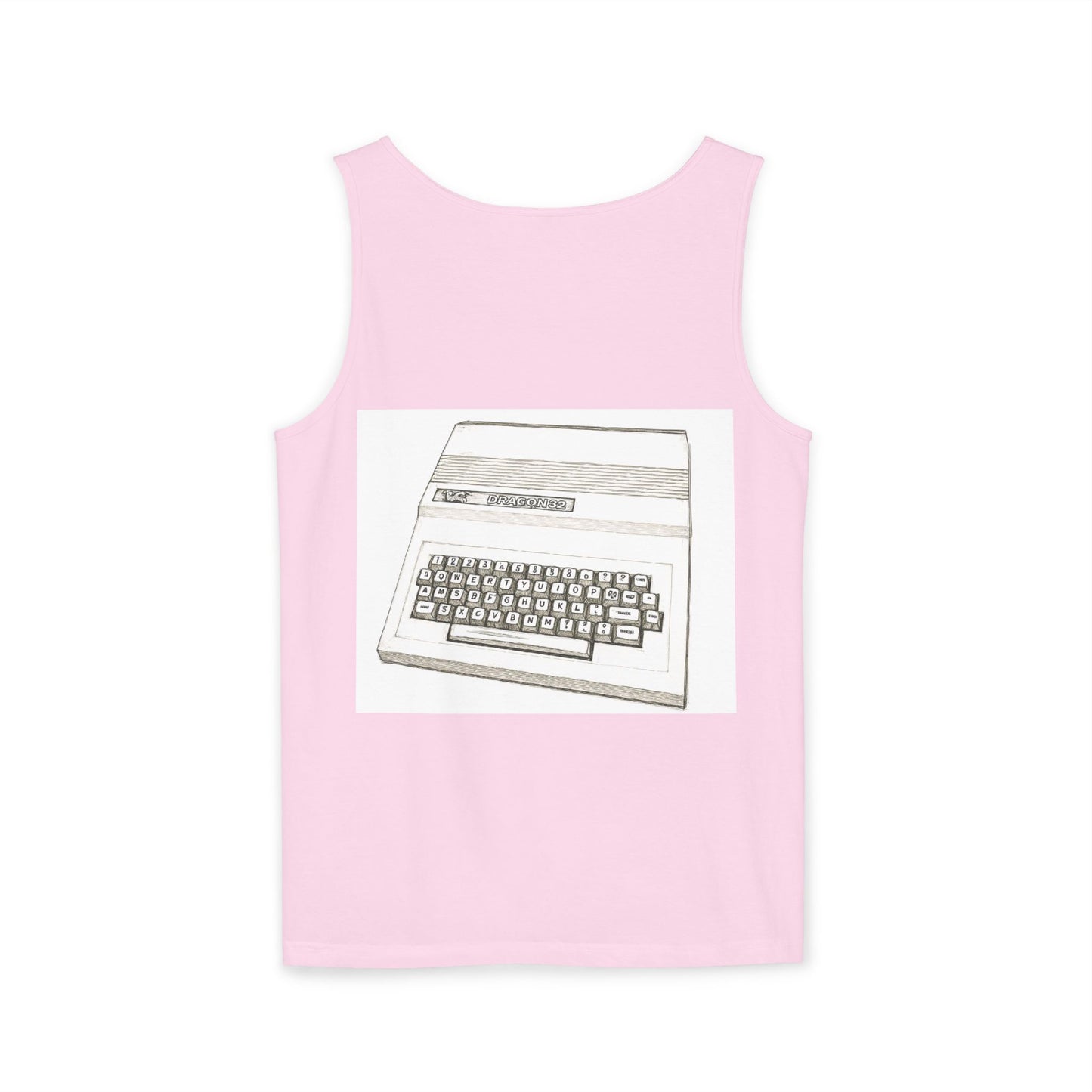 Classic 8 bit home computer inspired Tank Top | Monochrome Art | Unisex Retro Graphic Tee for Tech Lovers, Summer Fashion, Gift for Nerds, Festival Wear, 80s Style
