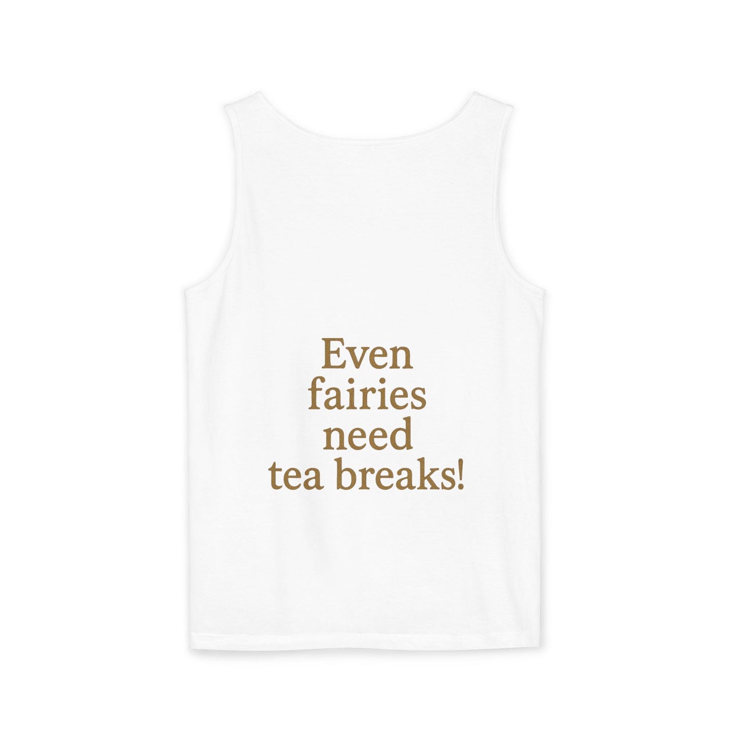 Even Fairies Need Tea Breaks! Tank Top | Harmsworth Art | Unisex Retro Graphic Tee for Tech Lovers, Summer Fashion, Gift for Nerds, Festival Wear, 80s Style