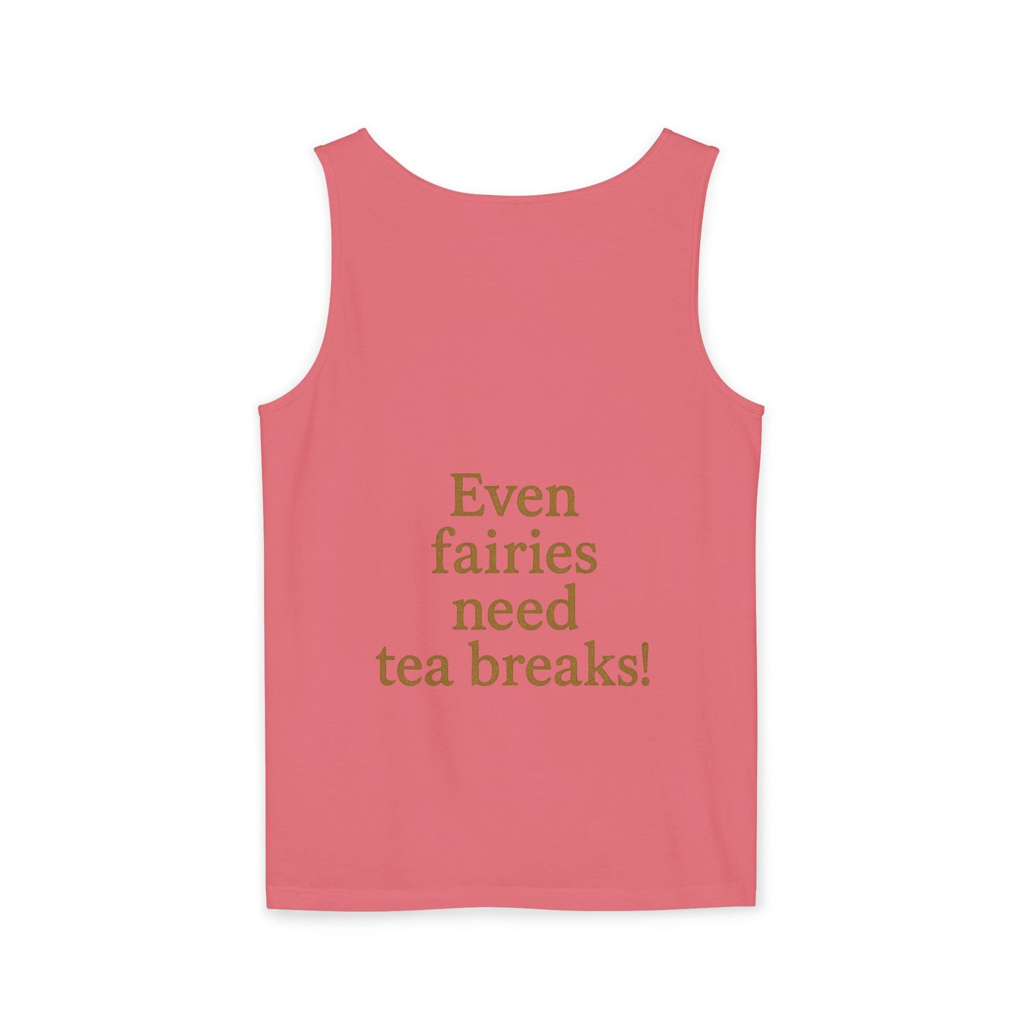 Even Fairies Need Tea Breaks! Tank Top | Harmsworth Art | Unisex Retro Graphic Tee for Tech Lovers, Summer Fashion, Gift for Nerds, Festival Wear, 80s Style