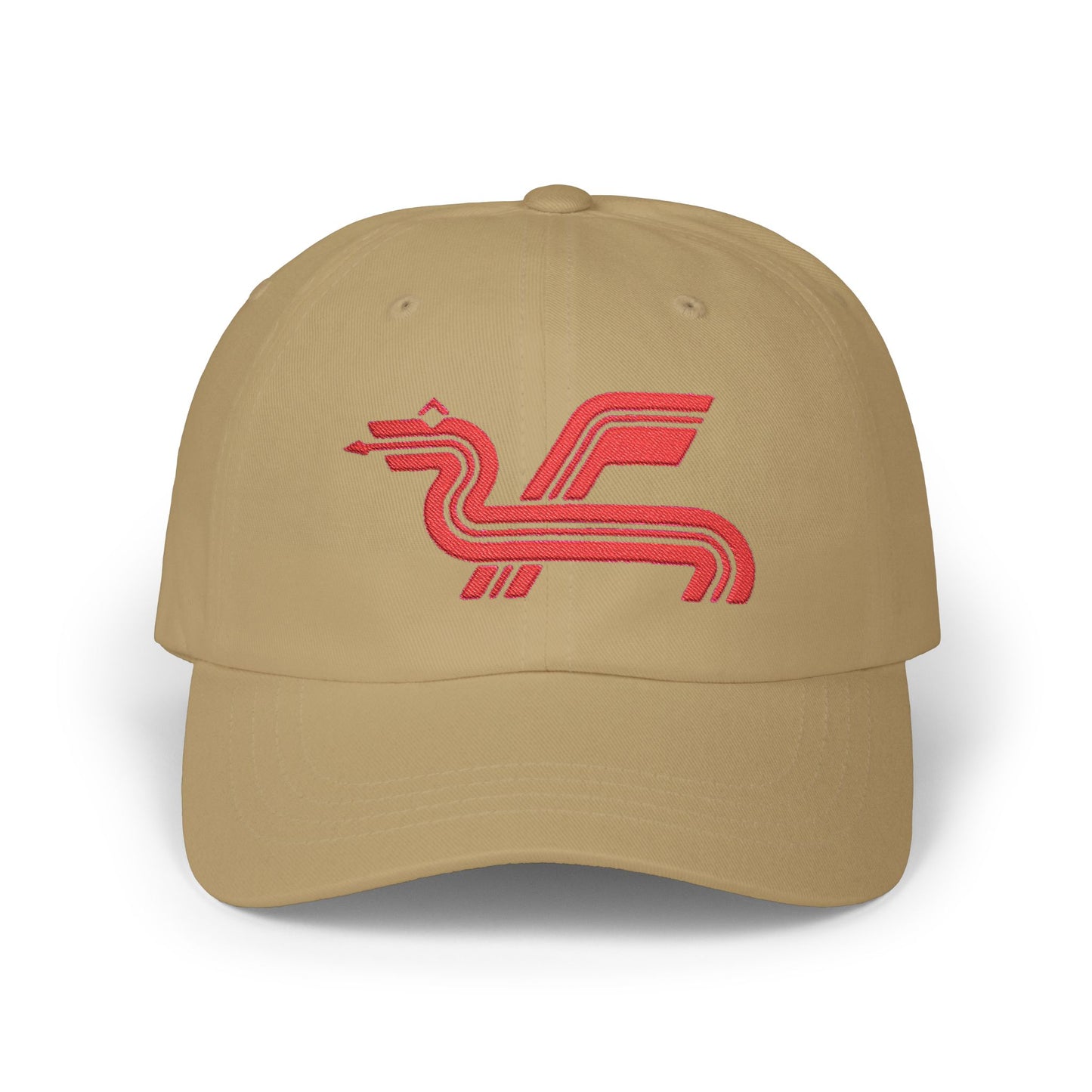 Dragon Computers Cap with Retro Red Winged Snake Logo - Vintage Athletic Baseball Hat