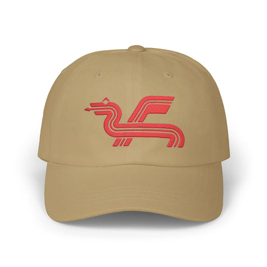 Dragon Computers Cap with Retro Red Winged Snake Logo - Vintage Athletic Baseball Hat