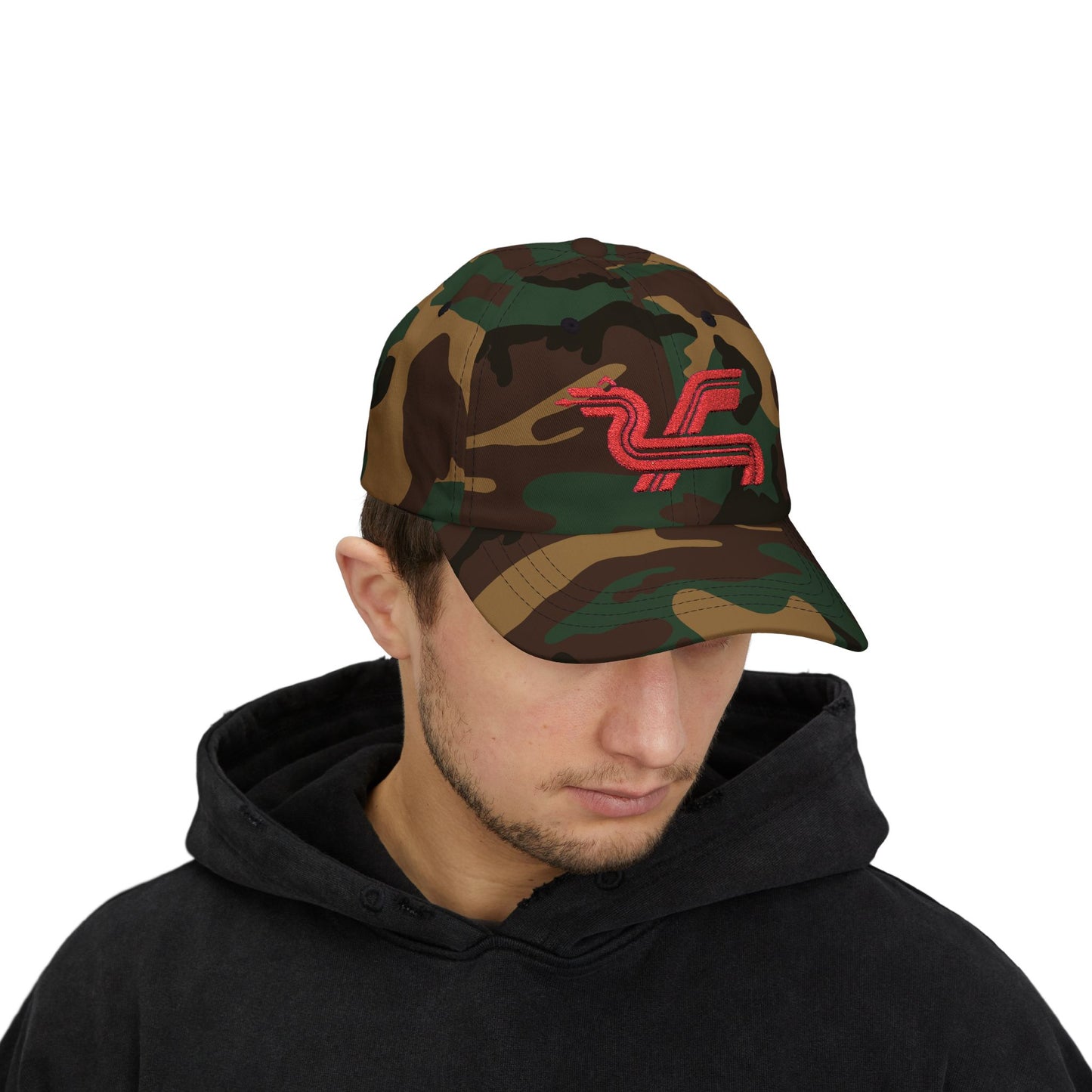 Dragon Computers Cap with Retro Red Winged Snake Logo - Vintage Athletic Baseball Hat