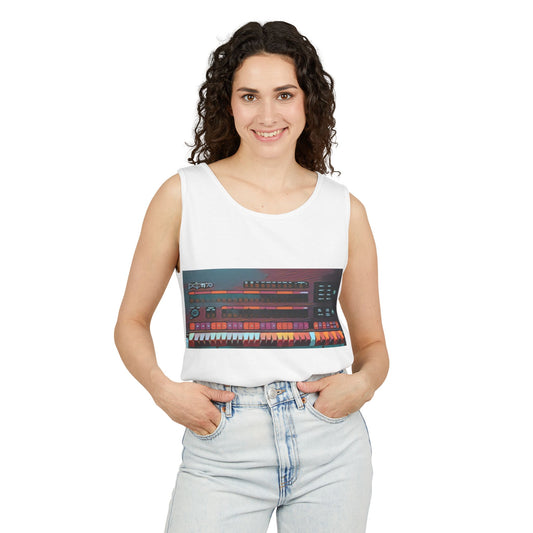 Mini Computer Inspired Tank Top | Unisex Retro Graphic Tee for Tech Lovers, Summer Fashion, Gift for Nerds, Festival Wear, 80s Style