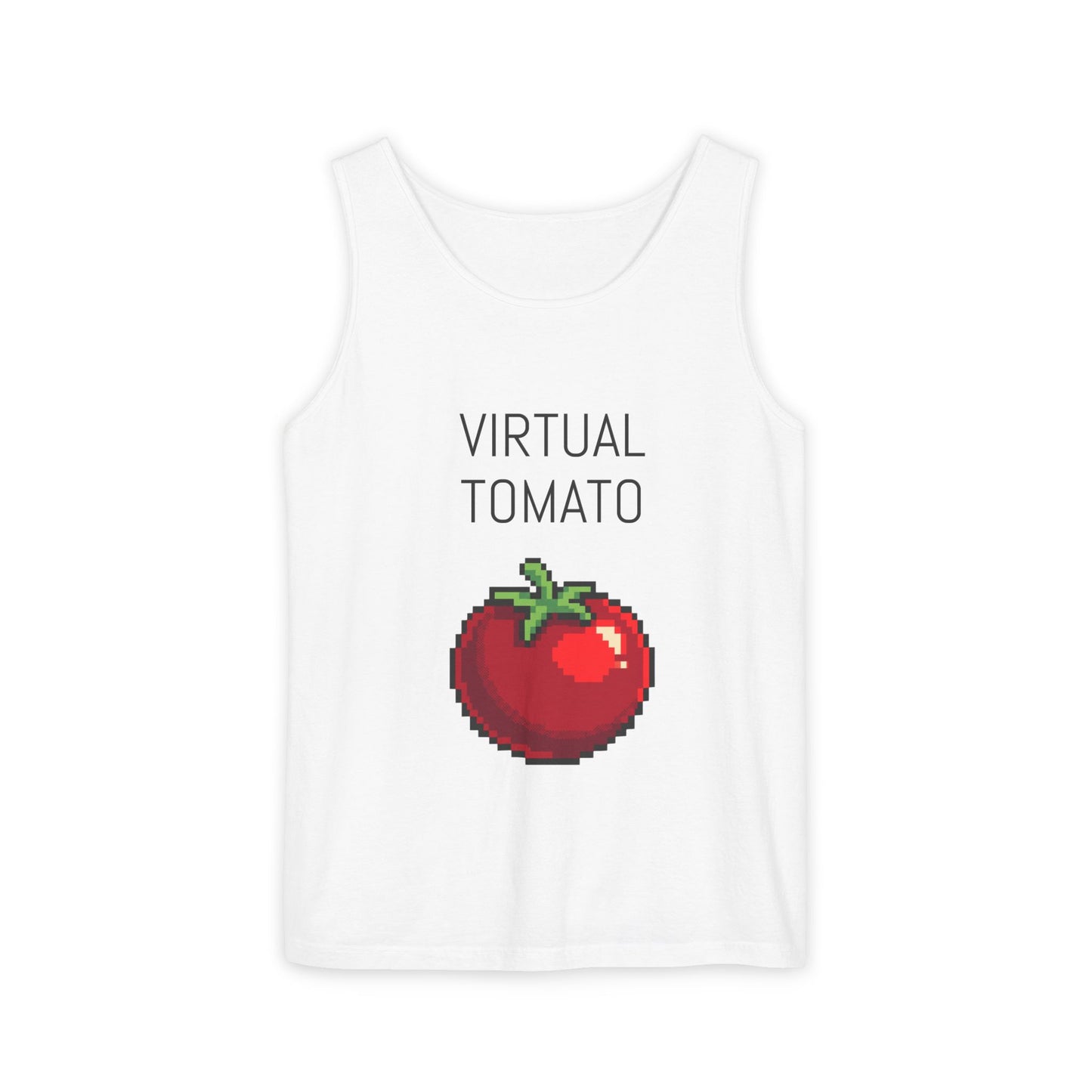 Virtual Tomato Recipe Themed Tank Top | Pixel Art | Unisex Retro Graphic Tee for Tech Lovers, Summer Fashion, Gift for Nerds, Festival Wear, 80s Style