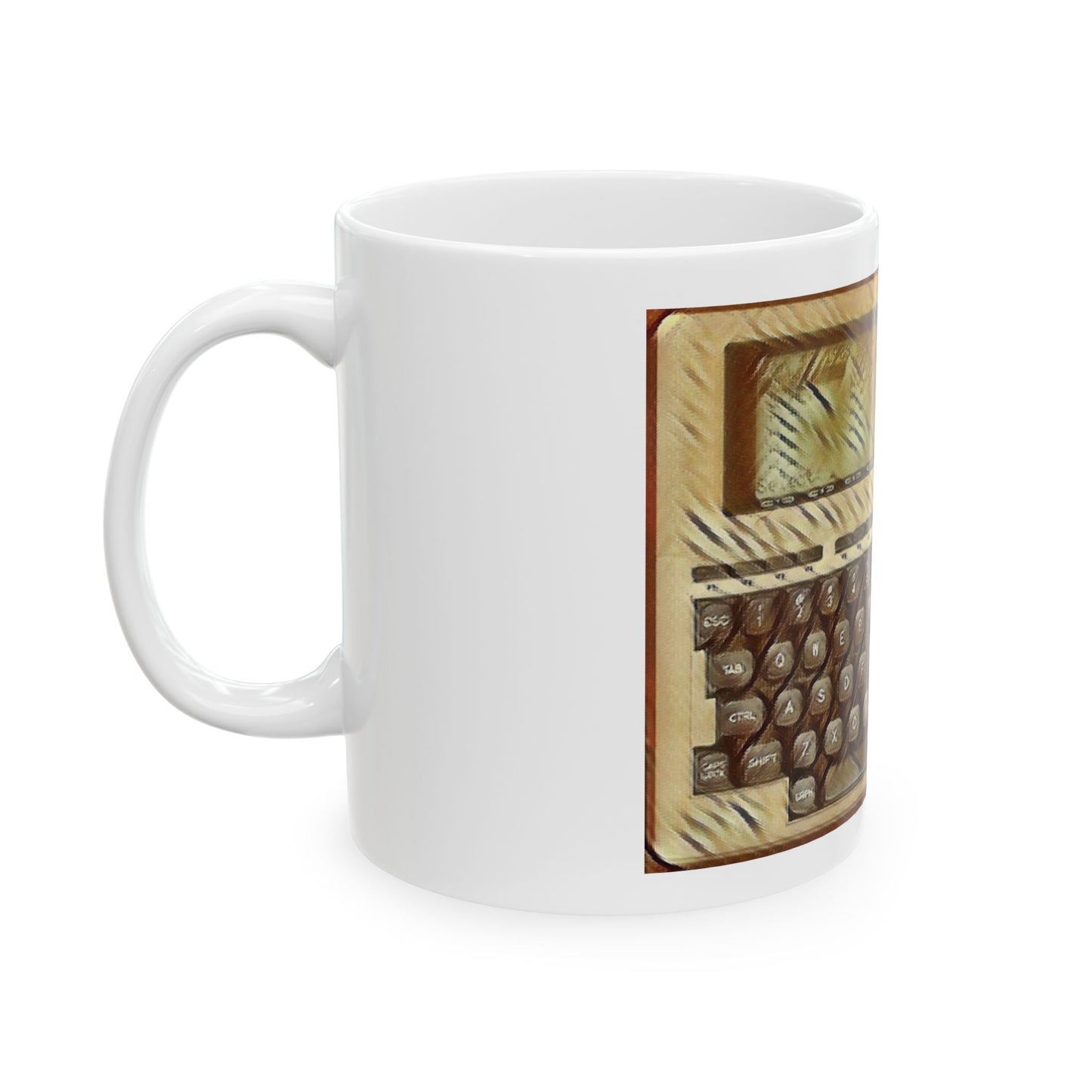 Vintage Computer Ceramic Mug | Classic Laptop Computer Paint Art Monochrome Design | Perfect for Tech Lovers