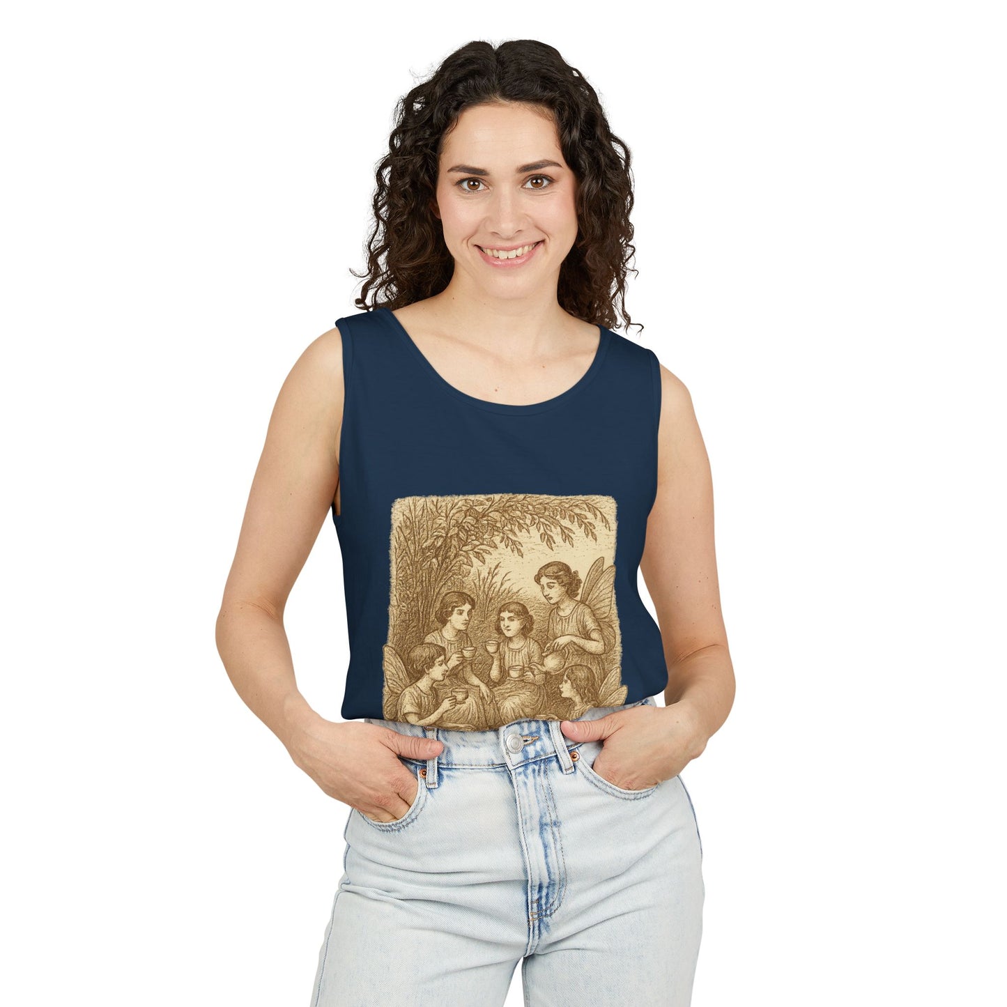 Even Fairies Need Tea Breaks! Tank Top | Harmsworth Art | Unisex Retro Graphic Tee for Tech Lovers, Summer Fashion, Gift for Nerds, Festival Wear, 80s Style