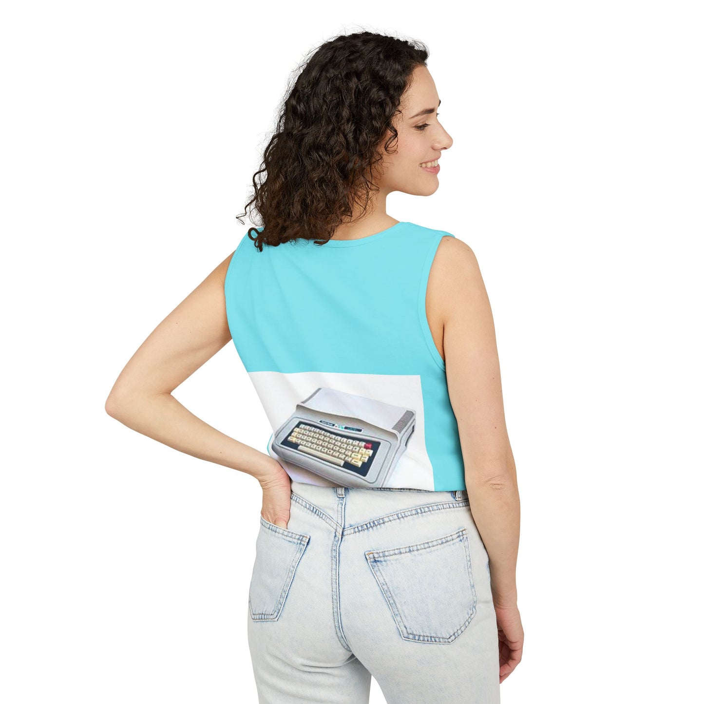 TRS-80 CoCo Themed Tank Top | Monochrome Art | Unisex Retro Graphic Tee for Tech Lovers, Summer Fashion, Gift for Nerds, Festival Wear, 80s Style