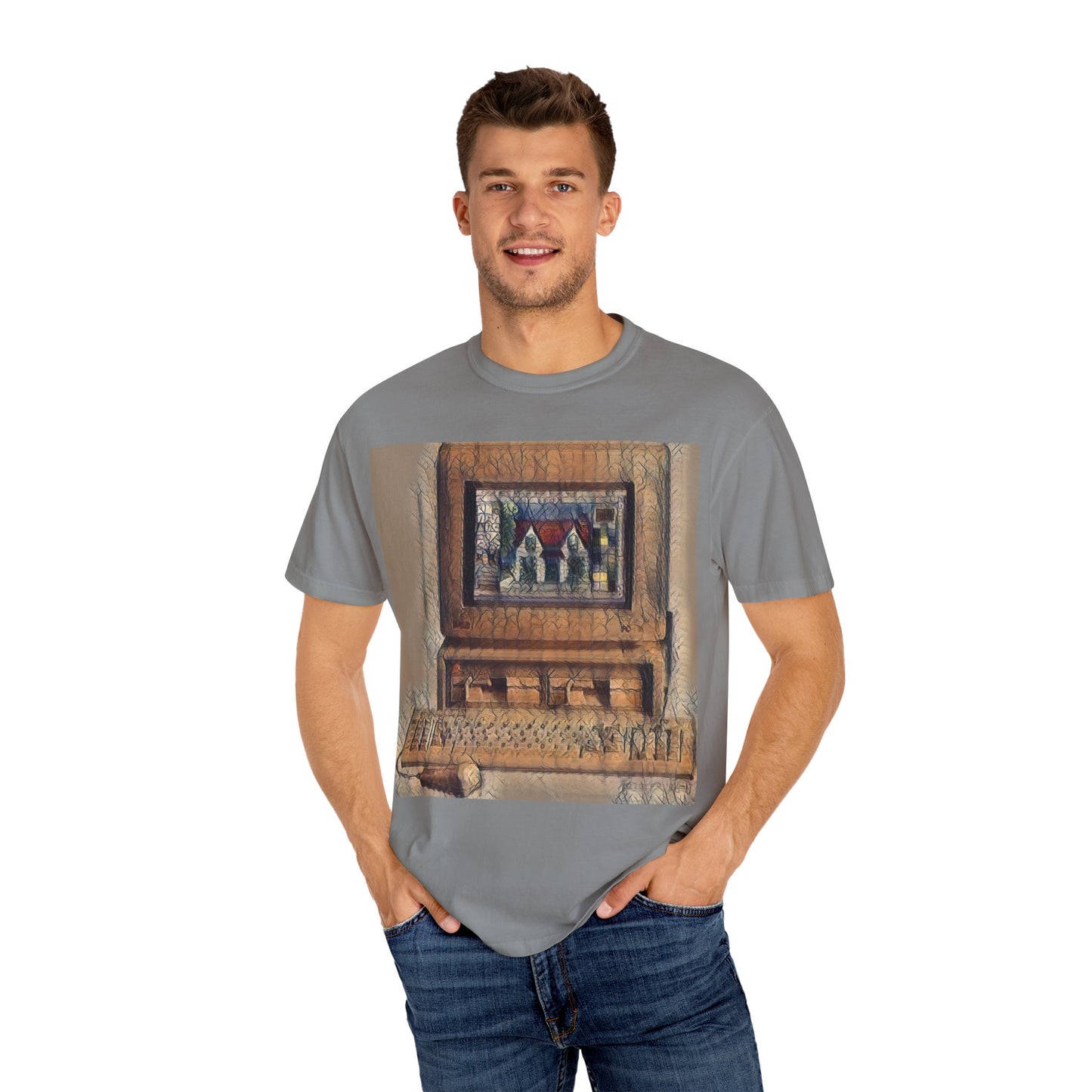 Classic business machine inspired T-Shirt  | Faded Print Art | Ideal for tech enthusiasts and collectors