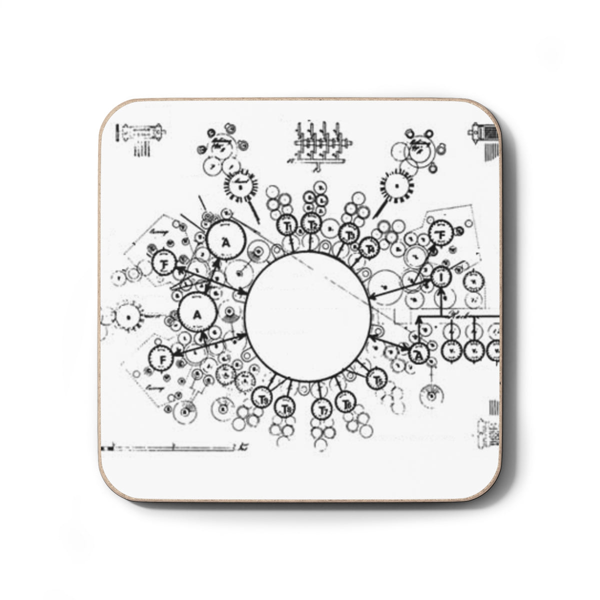 Analytical Engine Themed Hardboard Coaster in Custom Art for Tech Enthusiast & Creatives