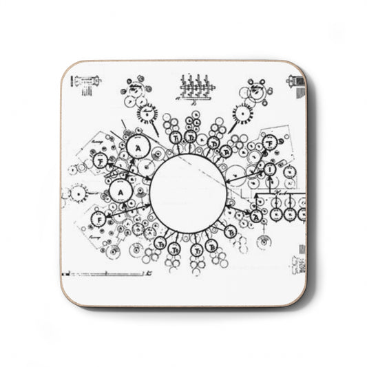 Analytical Engine Themed Hardboard Coaster in Custom Art for Tech Enthusiast & Creatives