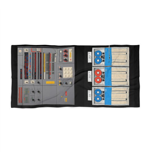 Retro Beach Towel - Vintage Mainframe Design, Summer Poolside, Tech Lover Gift, Beach Ready, Picnic Essential