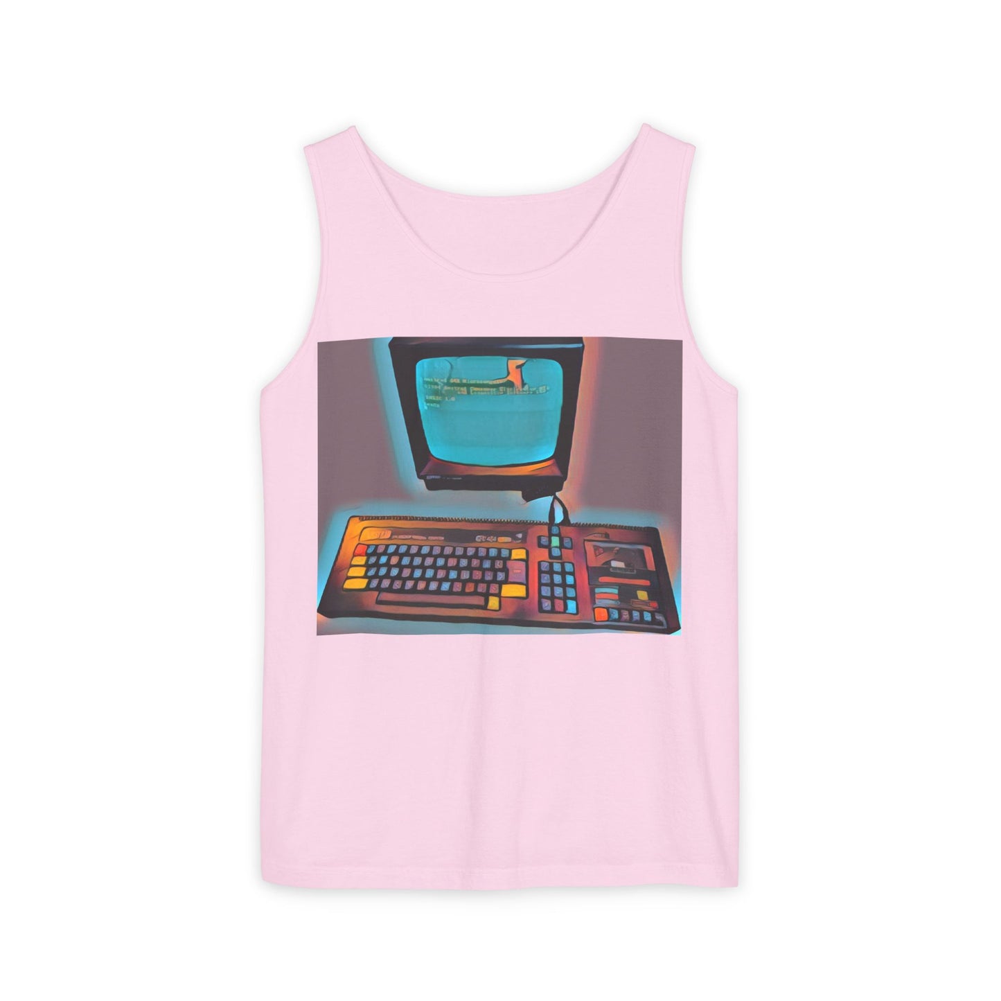 Classic 8 bit home computer inspired Tank Top | Print Art Color | Unisex Retro Graphic Tee for Tech Lovers, Summer Fashion, Gift for Nerds, Festival Wear, 80s Style