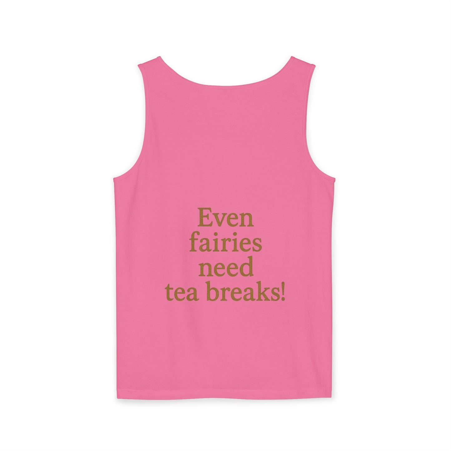 Even Fairies Need Tea Breaks! Tank Top | Harmsworth Art | Unisex Retro Graphic Tee for Tech Lovers, Summer Fashion, Gift for Nerds, Festival Wear, 80s Style
