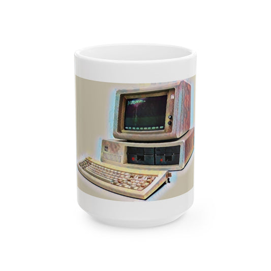 Vintage Computer Ceramic Mug | Classic PC Print Art Color Design | Perfect for Tech Lovers