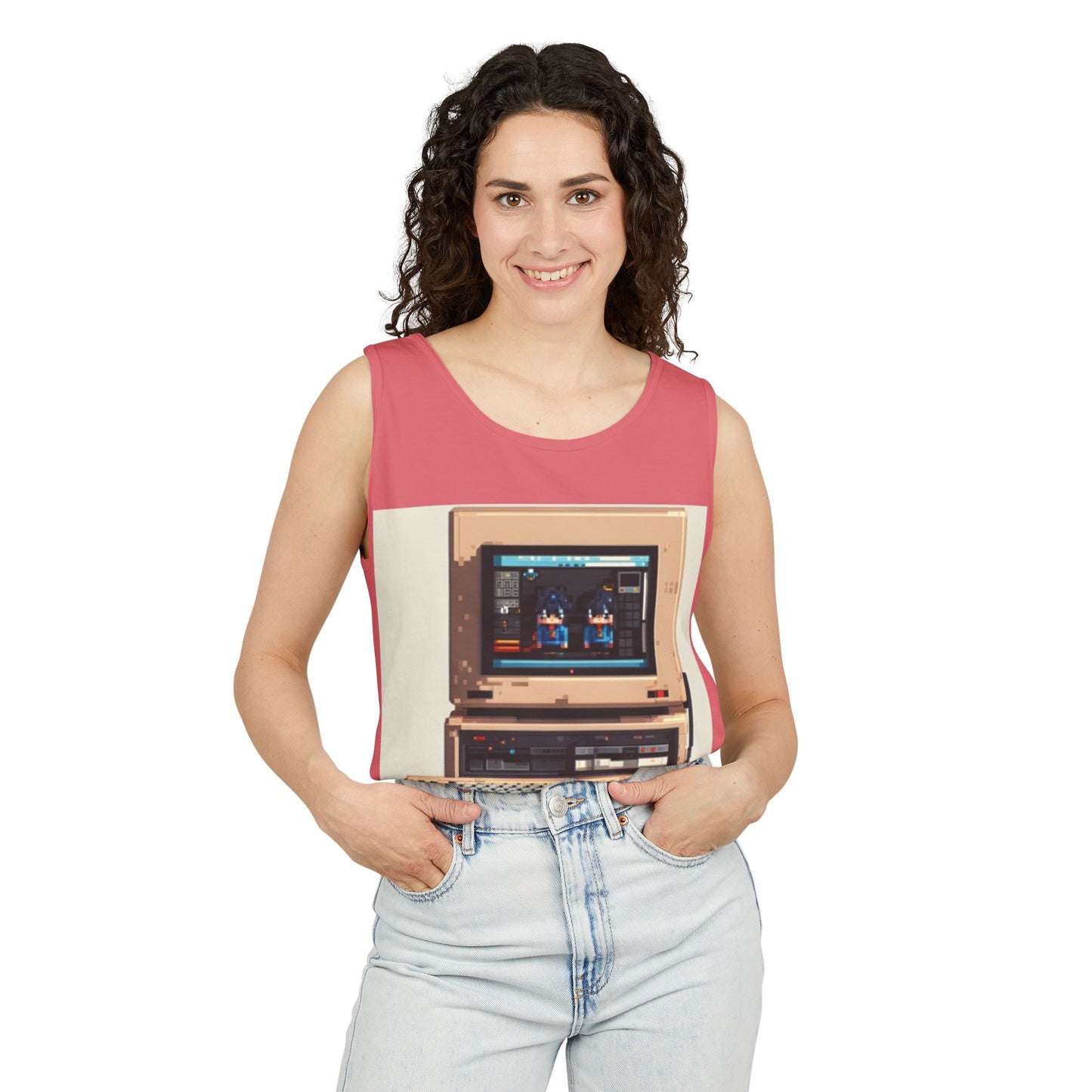 Classic business machine inspired Tank Top | Pixel-Color Art | Unisex Retro Graphic Tee for Tech Lovers, Summer Fashion, Gift for Nerds, Festival Wear, 80s Style