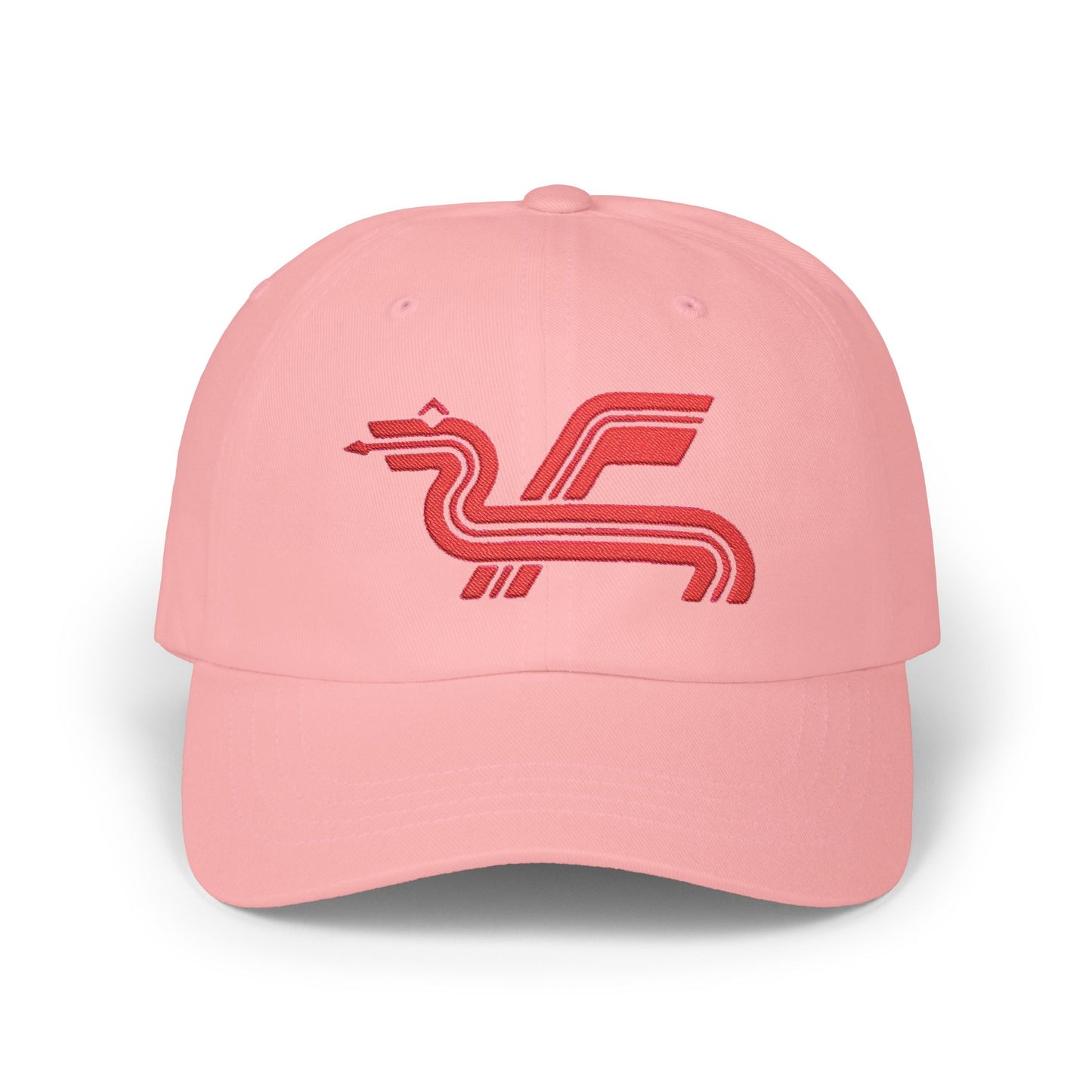 Dragon Computers Cap with Retro Red Winged Snake Logo - Vintage Athletic Baseball Hat