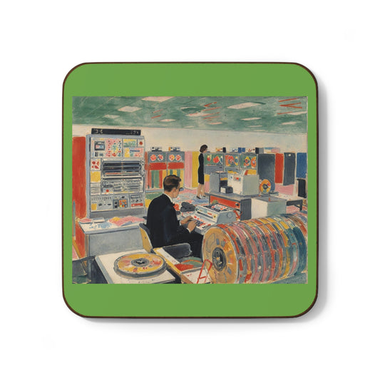 Classic Mainframe in Light Green Hardboard Coaster in Paint Art Color for Tech Enthusiast & Creatives