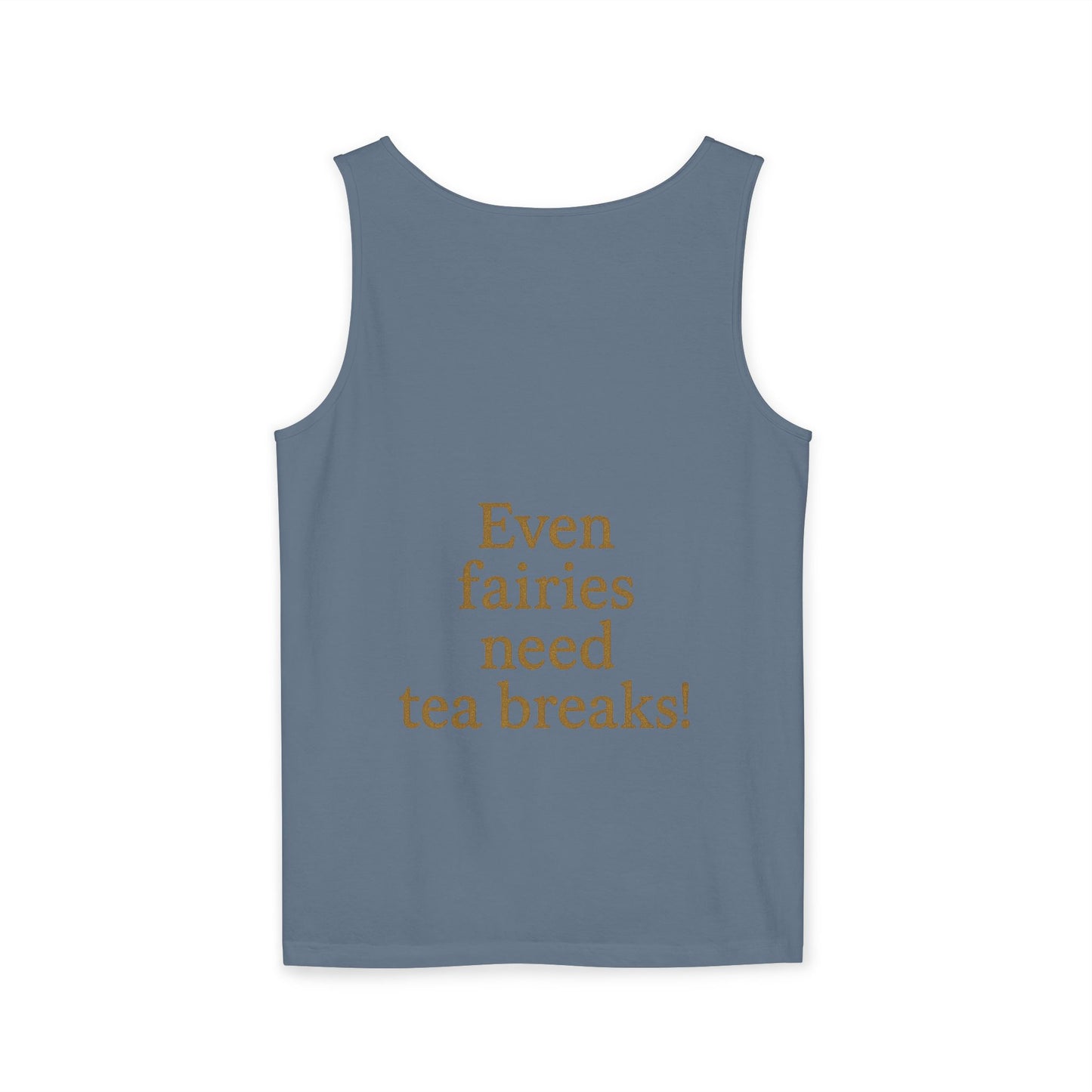 Even Fairies Need Tea Breaks! Tank Top | Harmsworth Art | Unisex Retro Graphic Tee for Tech Lovers, Summer Fashion, Gift for Nerds, Festival Wear, 80s Style