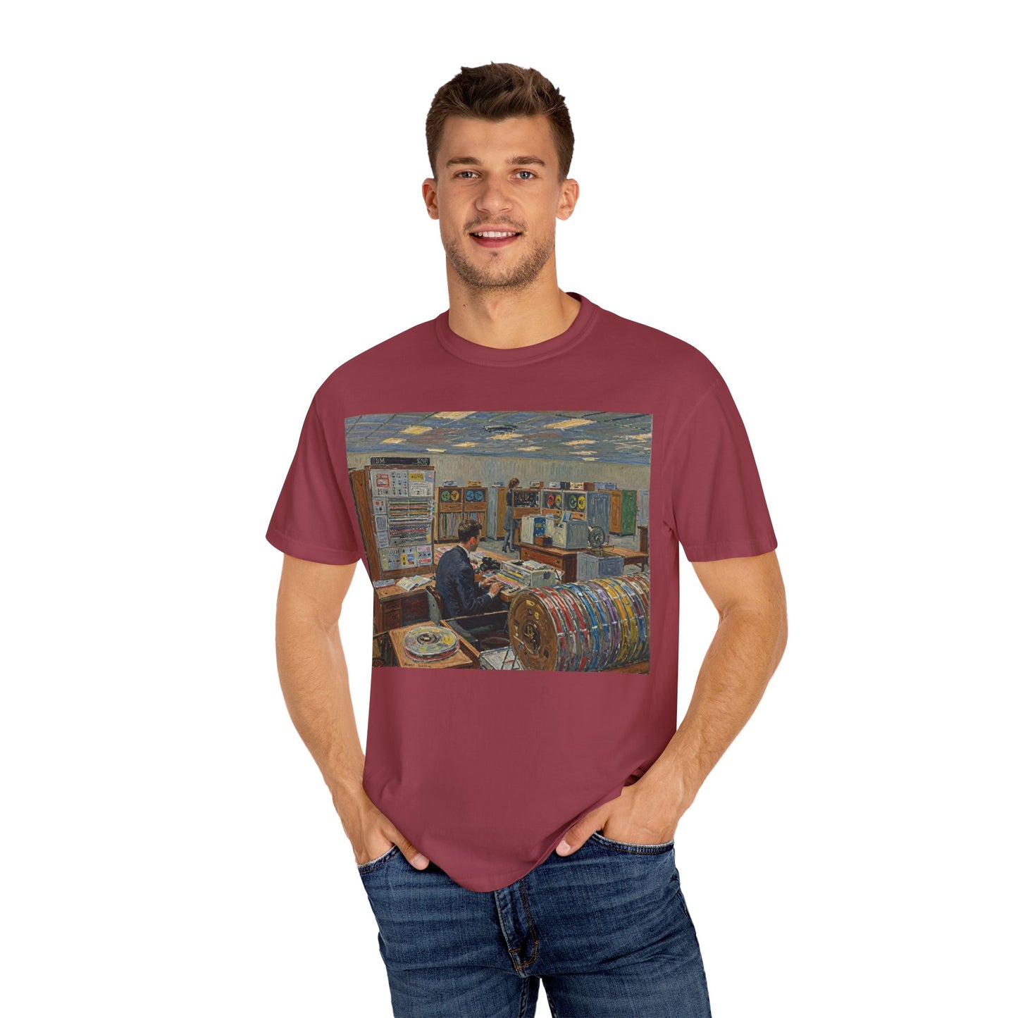Classic Mainframe T-Shirt with tape storage units on back - Print Art Color