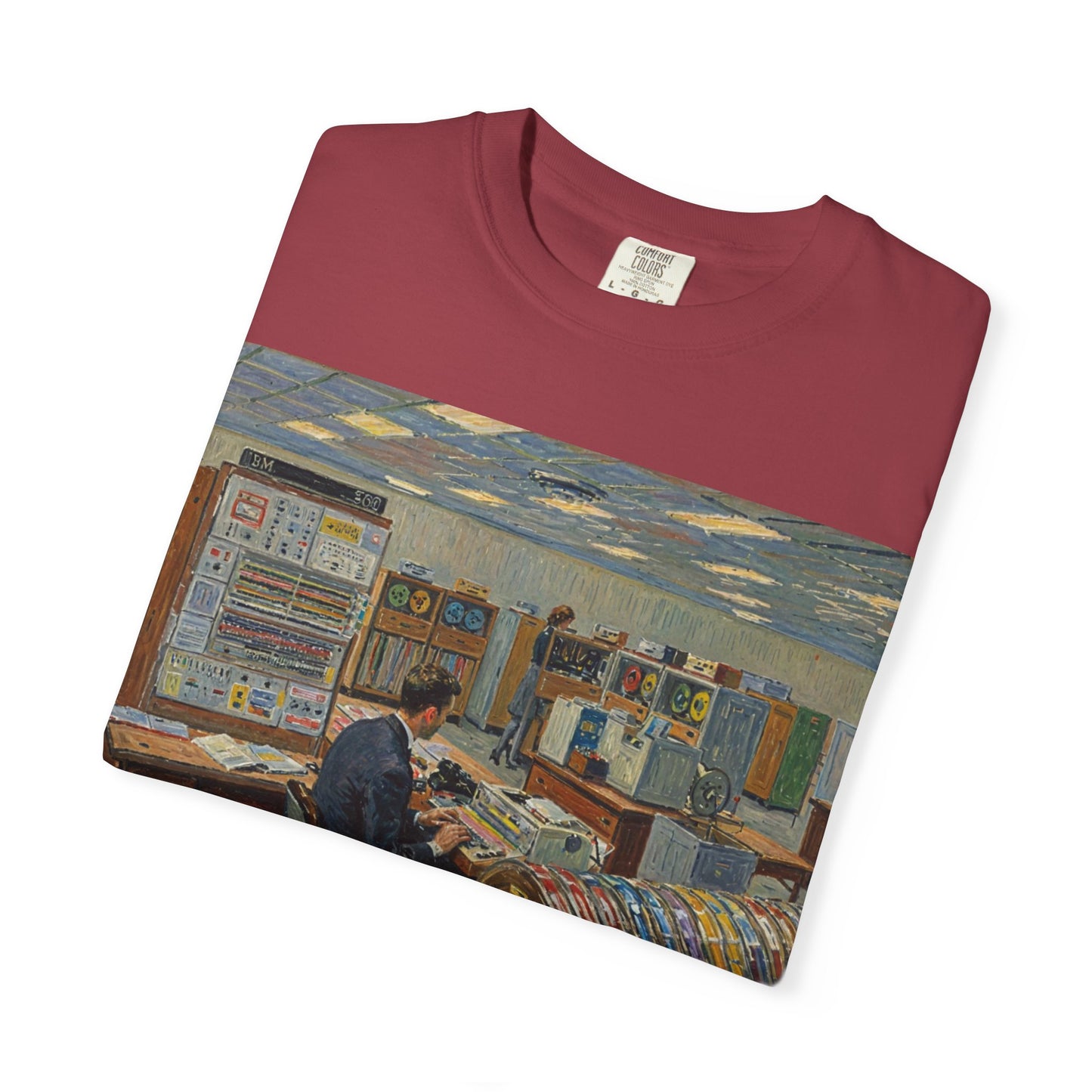 Classic Mainframe T-Shirt with tape storage units on back - Print Art Color