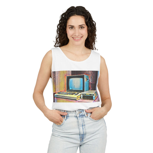 Classic 8 bit home computer inspired Tank Top | Spray Art Color | Unisex Retro Graphic Tee for Tech Lovers, Summer Fashion, Gift for Nerds, Festival Wear, 80s Style