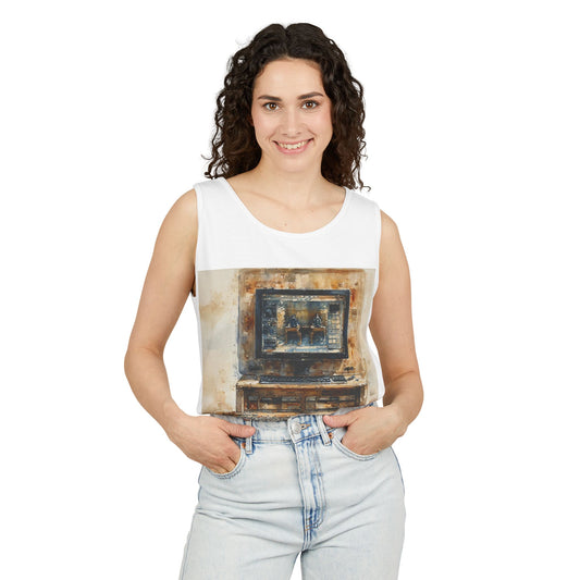 Classic business machine inspired Tank Top | Paint Art | Unisex Retro Graphic Tee for Tech Lovers, Summer Fashion, Gift for Nerds, Festival Wear, 80s Style