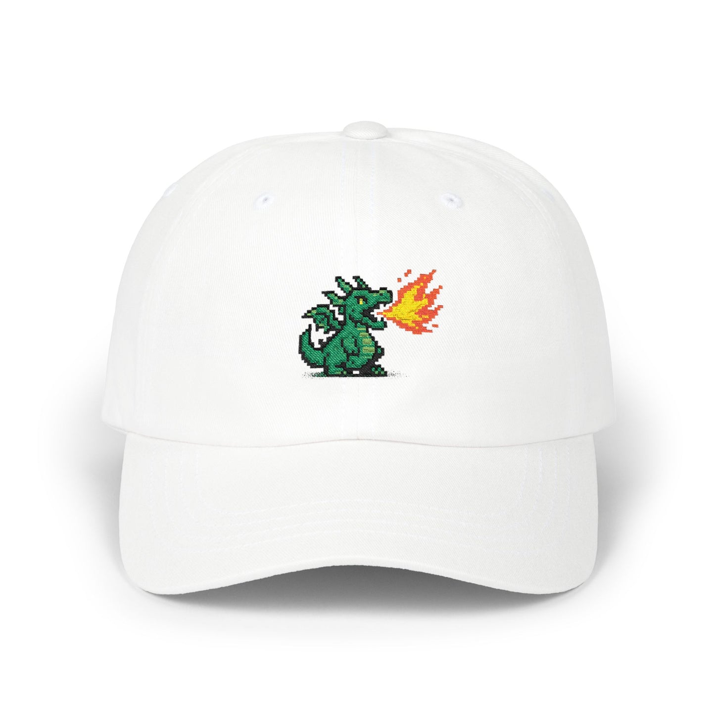 Pixel Dragon Dad Cap — Retro Gaming Fire-Breathing Dragon Baseball Hat