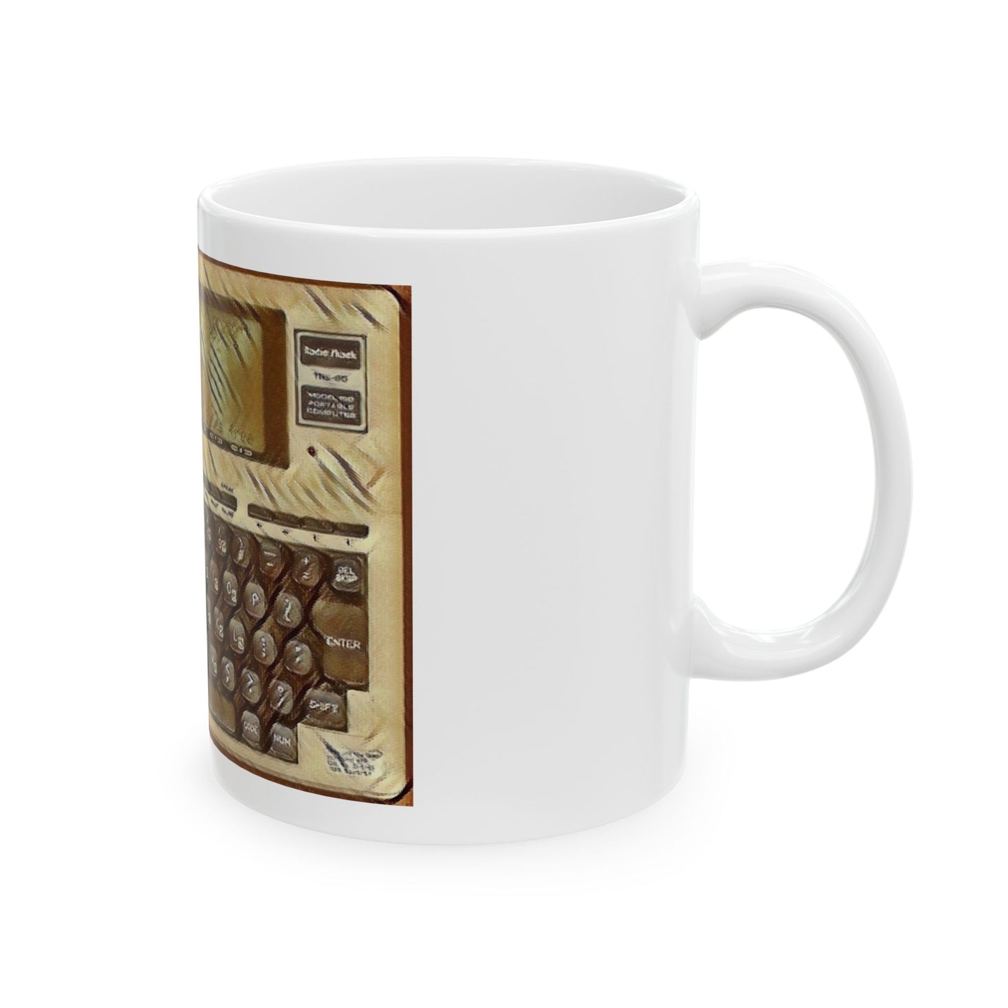Vintage Computer Ceramic Mug | Classic Laptop Computer Paint Art Monochrome Design | Perfect for Tech Lovers