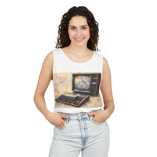TI-99/4A Home Computer Inspired Tank Top | Oil Art Color | Unisex Retro Graphic Tee for Tech Lovers, Summer Fashion, Gift for Nerds, Festival Wear, 80s Style