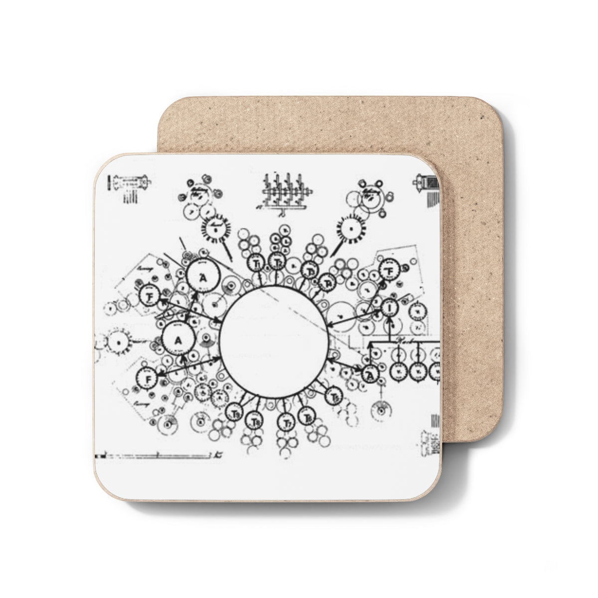 Analytical Engine Themed Hardboard Coaster in Custom Art for Tech Enthusiast & Creatives