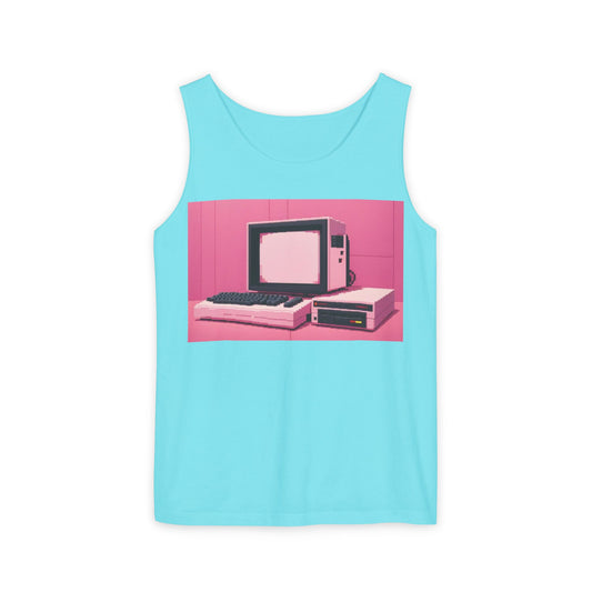 Classic 8 bit home computer inspired Tank Top | Pixel Art Color | Unisex Retro Graphic Tee for Tech Lovers, Summer Fashion, Gift for Nerds, Festival Wear, 80s Style