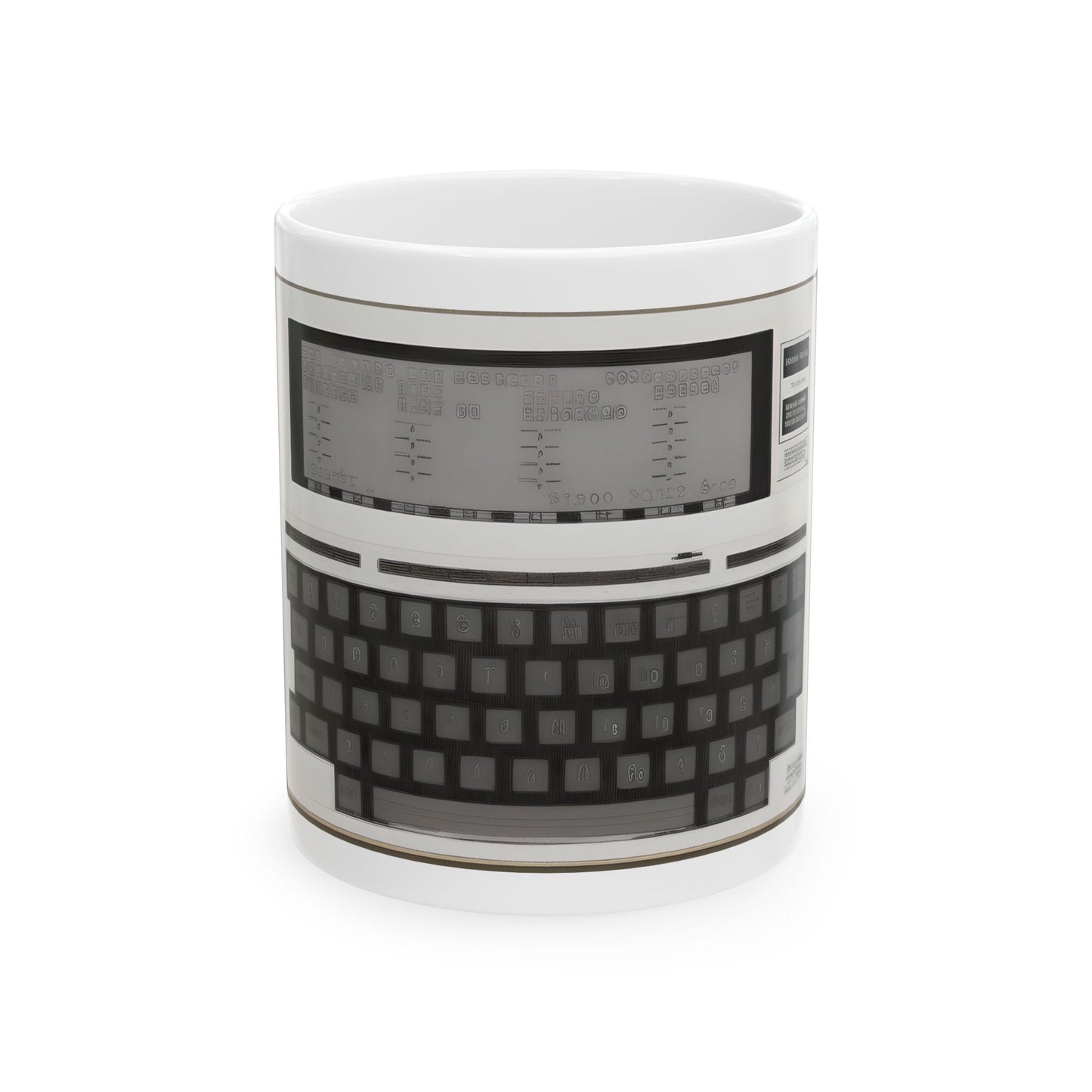 Vintage Computer Ceramic Mug | Classic Laptop Computer Print Art Monochrome Design | Perfect for Tech Lovers