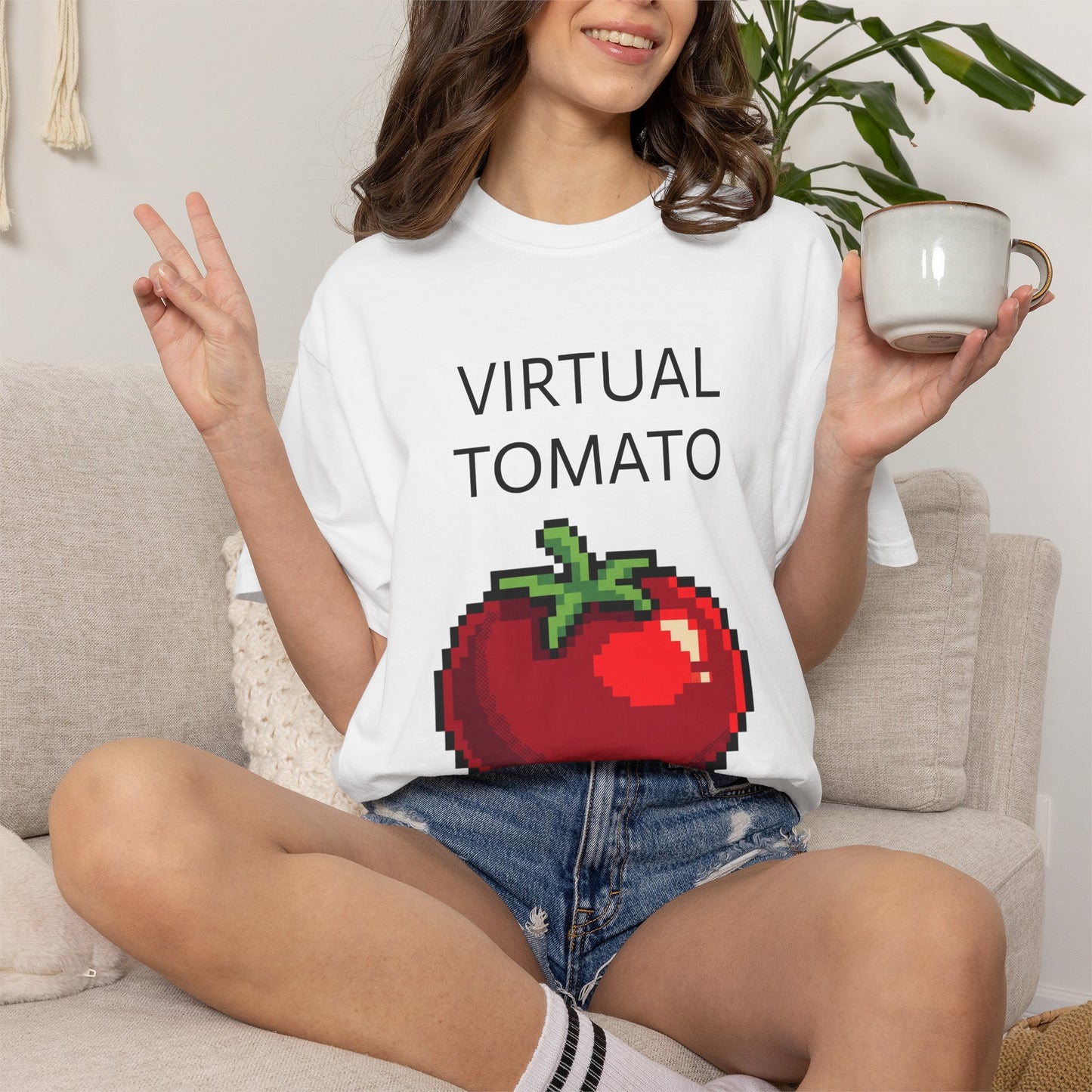 Virtual Tomato Themed T-Shirt  | Pixel Art | Ideal for tech enthusiasts and collectors