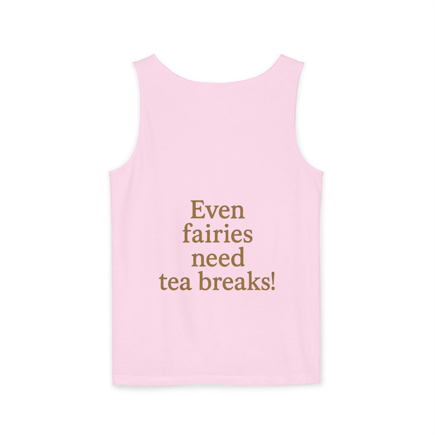 Even Fairies Need Tea Breaks! Tank Top | Harmsworth Art | Unisex Retro Graphic Tee for Tech Lovers, Summer Fashion, Gift for Nerds, Festival Wear, 80s Style