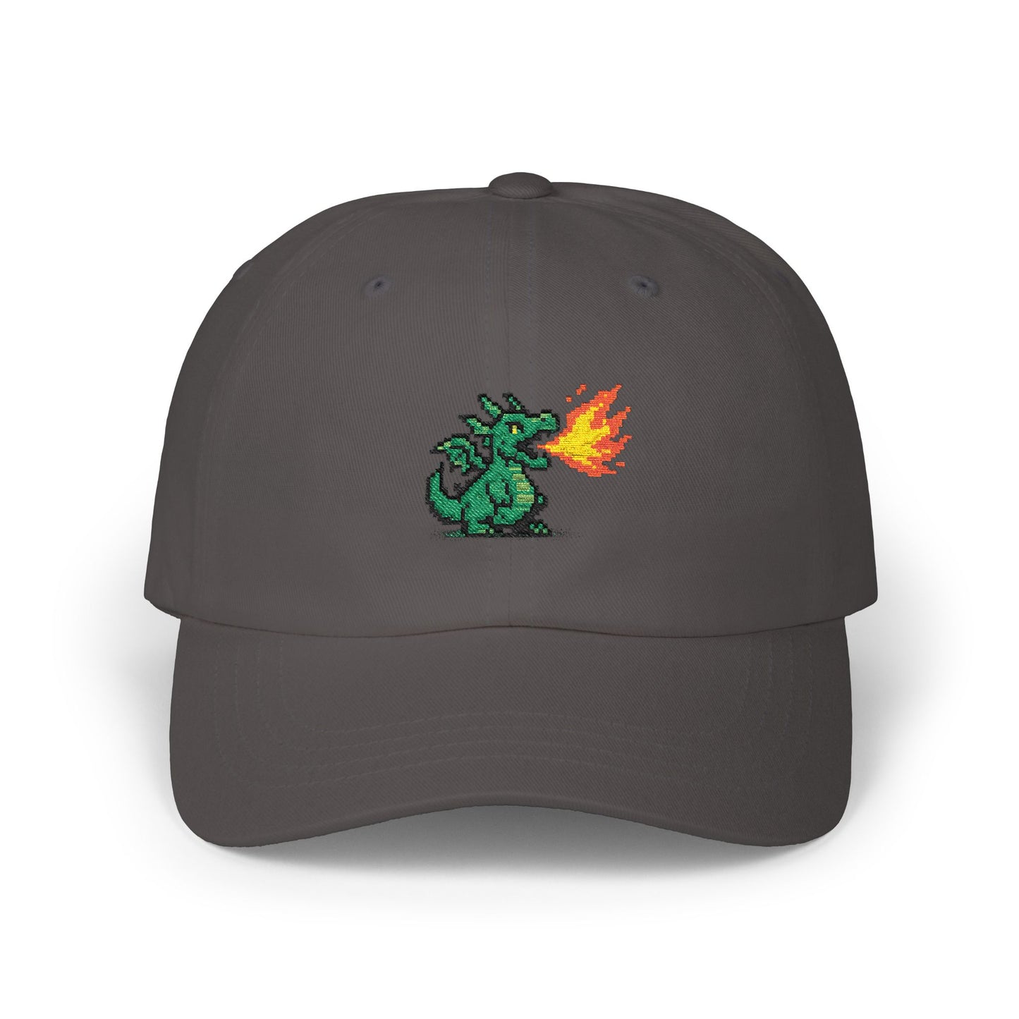 Pixel Dragon Dad Cap — Retro Gaming Fire-Breathing Dragon Baseball Hat