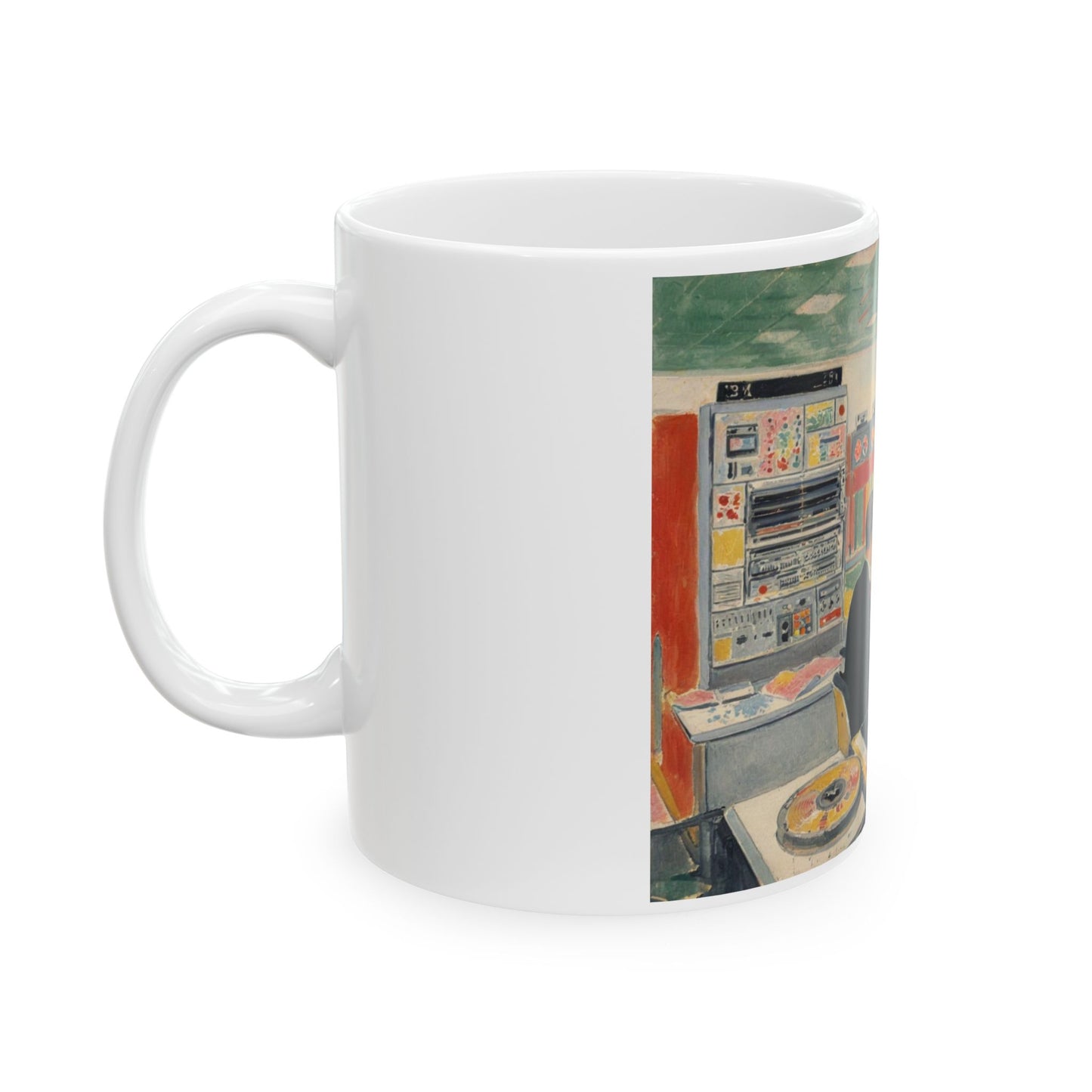Classic Mainframe Ceramic Mug in Paint Art Color Design |  Perfect for Tech Lovers