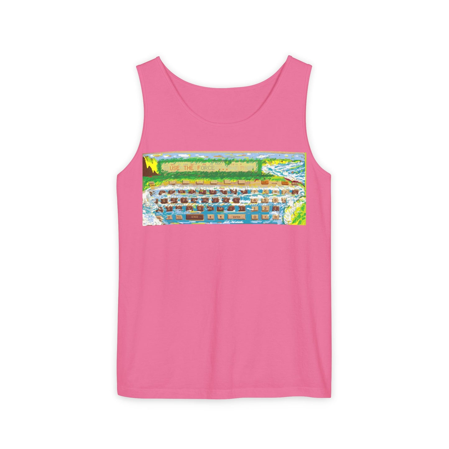 Pocket Computer Inspired Tank Top | Unisex Retro Graphic Tee for Tech Lovers, Summer Fashion, Gift for Nerds, Festival Wear, 80s Style