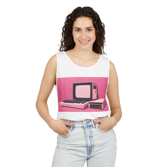 Classic 8 bit home computer inspired Tank Top | Pixel Art Color | Unisex Retro Graphic Tee for Tech Lovers, Summer Fashion, Gift for Nerds, Festival Wear, 80s Style