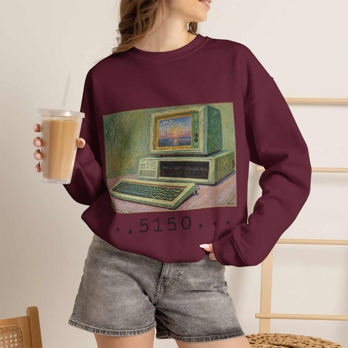 Classic PC Themed Crewneck Sweatshirt - 5150 Vintage PC Graphic