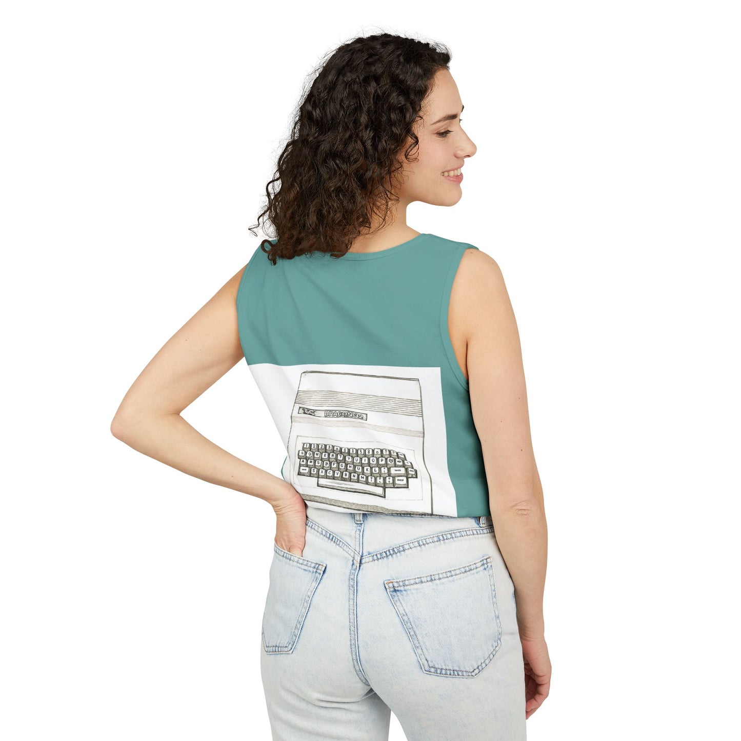 Classic 8 bit home computer inspired Tank Top | Monochrome Art | Unisex Retro Graphic Tee for Tech Lovers, Summer Fashion, Gift for Nerds, Festival Wear, 80s Style